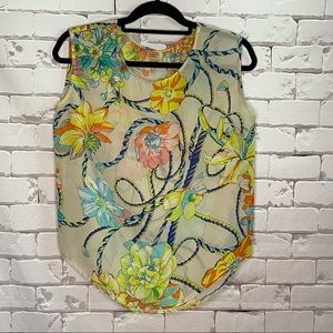 PIKO 1988 Sleeveless Floral Shirt Small 100% Polyester